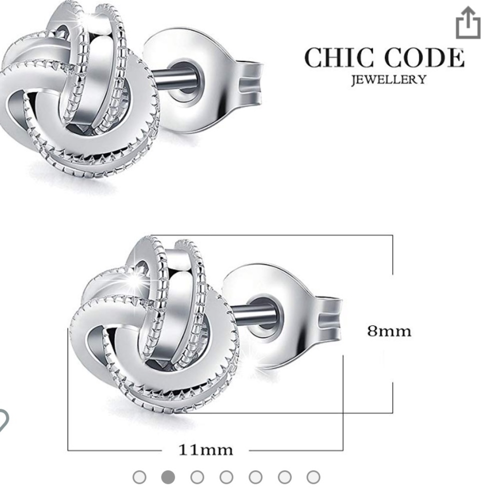 Chic code sterling silver knot stud earrings